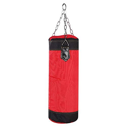 Heavy Punching Bag,Training Boxing Bag with Chain for Adults Men Women(Empty) (60CM-Red) Martial Arts