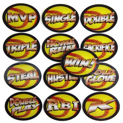 20 mil Softball Award Decal Set in Full Color (100 Stickers)
