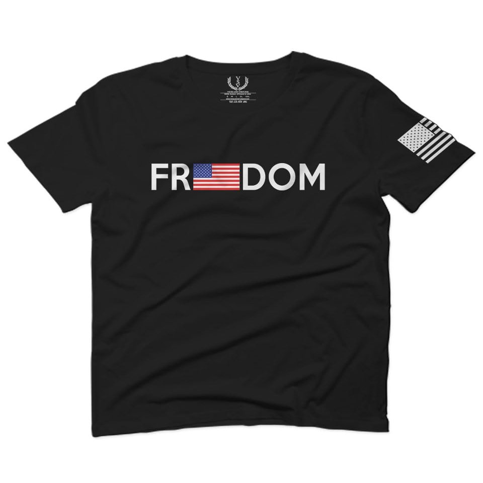 0160. Freedom Military Patriotic Proud American Flag Armour US USA for Men T Shirt (Black 2X-Large)