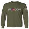 0160. Freedom Military Patriotic Proud American Flag Armour US USA Men's Long Sleeve t Shirt (Olive, Small)