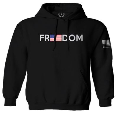 0160. Freedom Military Patriotic Proud American Flag Armour US USA Sweatshirt Pullover Hoodie (Black, Large)