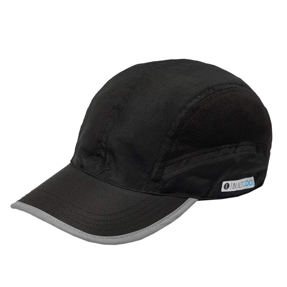 BUILTCOOL Adult Cooling Baseball Hat Men & Women Moisture Wicking, Mesh Back, Lightweight, Performance Ball Cap for Fishing, Hiking, Kayaking, Golf, One Size, Black