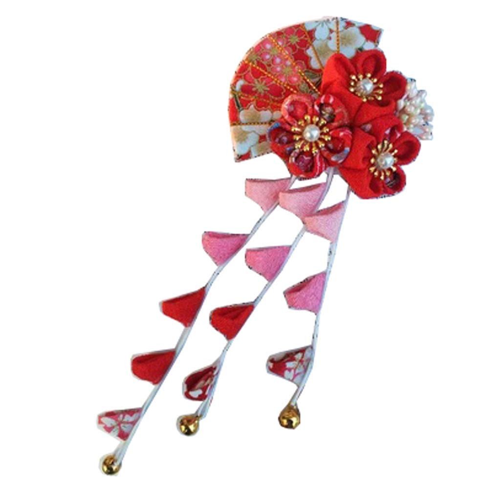 FANCY PUMPKIN Japanese Style Handmade Sakura Fan Side Clips Kimono/Hanfu Hair Accessories for Cosplay/Wedding-E07
