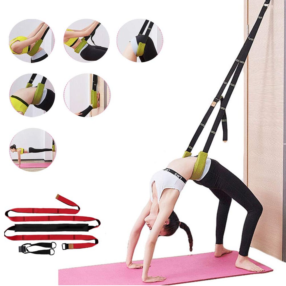 Waist Back Bend Assist Trainer-Door Flexibility Tensile Multifunction Yoga Stretching Leg , Ligament Back Posture Corrector Workout, for Pilates, Dance, Yoga, Gymnastics, Cheerleading, Splits (Red)