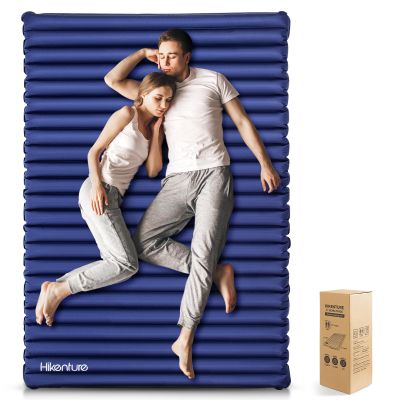 Hikenture Double Sleeping Pad,Extra Thick 3.75in Camping Mattress 2 Person,Queen Size Inflatable Air Mat,Lightweight and Compact,for Backpacking,Car Camping,Hiking,Tent,Cot(Navy Pumpsack)