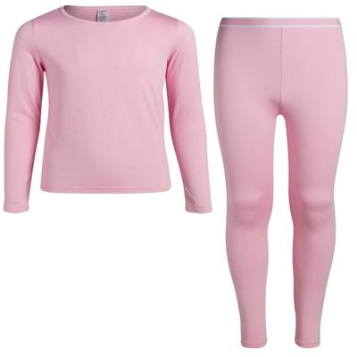 Rene Rofe Girls Thermal Set - 2 Piece Fleece Lined Breathable Top and Long Johns - Thermal Underwear for Girls, Size 6X, Pink