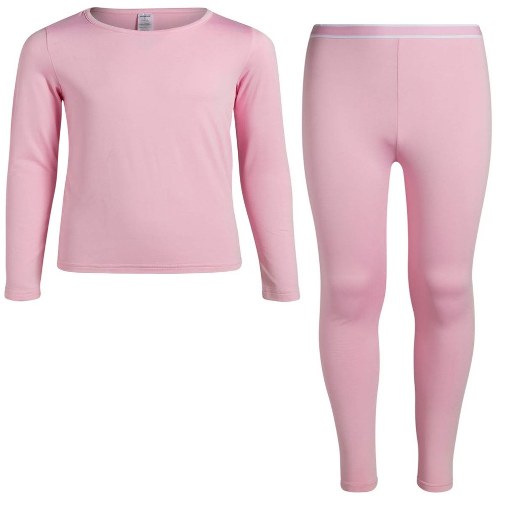 Rene Rofe Girls Thermal Set - 2 Piece Fleece Lined Breathable Top and Long Johns - Thermal Underwear for Girls, Size 6X, Pink