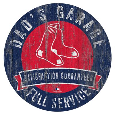 Fan Creations Red Sox 12" Round Dad's Garage Wood Sign