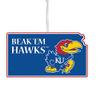 Team Sports America NCAA University of Kansas Festive State Shaped Christmas Ornament - 5" Long x 5" Wide x 0.2" High view 1