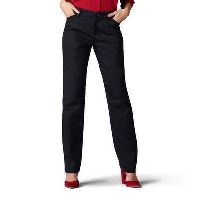 Wrinkle Free Relaxed Fit Straight Leg Pant, 12 Short, Black