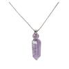 AMOYSTONE 1P Natural Amethyst Necklace Long Chain, Healing Oil Crystals Perfume Necklace Aromatherapy Bullet Shape Pendant Womens Gift view 1