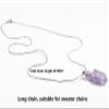 AMOYSTONE 1P Natural Amethyst Necklace Long Chain, Healing Oil Crystals Perfume Necklace Aromatherapy Bullet Shape Pendant Womens Gift view 2