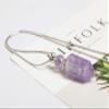 AMOYSTONE 1P Natural Amethyst Necklace Long Chain, Healing Oil Crystals Perfume Necklace Aromatherapy Bullet Shape Pendant Womens Gift view 4