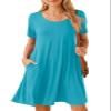 BELAROI Plus Size Dress for Women Summer T Shirt Dress Flowy Short Sleeve Pockets Casual Swing Tunic Solid Basic(2X,Lake Blue) view 1