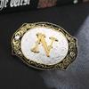 HUABOLA CALYN Western Belt Buckle Initial Letters ABCDMRJ to Z Cowboy Rodeo Small Gold Belt Buckles for Men Women (N) view 2