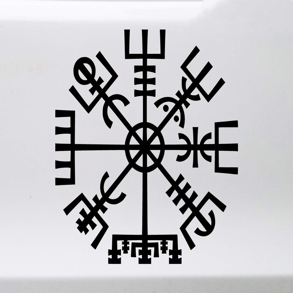 Minglewood Trading Sky Blue - Viking Compass Vinyl Decal V1 - Norse Vegvisir Magic Rune Pagan - Die Cut Sticker - 5w x 5h inches
