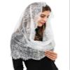 PAMOR Spanish Style Lace Traditional Vintage Inspired Infinity Shape Mantilla Veil Latin Mass Head Covering (White) view 2