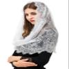 PAMOR Spanish Style Lace Traditional Vintage Inspired Infinity Shape Mantilla Veil Latin Mass Head Covering (White) view 3