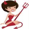 EW Designs Pretty Retro Sexy Girl in Halloween Costume Cartoon - Devil Vinyl Decal Bumper Sticker (8" Tall) view 1