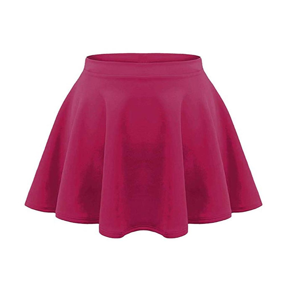Loxdonz Girls Kids Casual Mini Stretch Waist Flared Plain Pleated Skater Skirt (13 Years, Cerise)