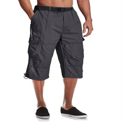 MAGCOMSEN Mens Cargo Shorts Long Capri Elastic Below The Knee 3/4 Cotton Casual Summer Shorts with Pockets Purplish Grey 34