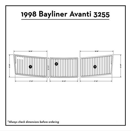 1998 Bayliner Avanti 3255 Swim Platform Pad Boat EVA Teak Decking 1/4" 6mm (Dark Grey with Black Lines)