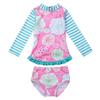 FEESHOW Kids Little Girls Long Sleeve Rashguard Swimsuit Shirt Top with Bikini Bottom 2 Piece Bathing Suit Set Pink 3T view 3