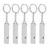 Bnineteenteam 5Pcs Whistles,Aluminum Alloy Dual Tubes Whistles with Keychain for Emergency (Silver) Mountaineering Protective Equipment Supplies view 3