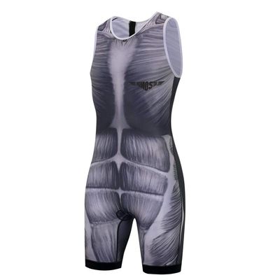 Triathlon Tri Suit Men's Race Cycling Skinsuit Gel Pad Outdoor Jumpsuit Grey XXXL