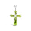 LaTisoro 925 Solid Sterling Silver Small Cubic Zirconia Baguette Cross Pendant, Charm for Bracelet Necklace (Green (Peridot)) view 1