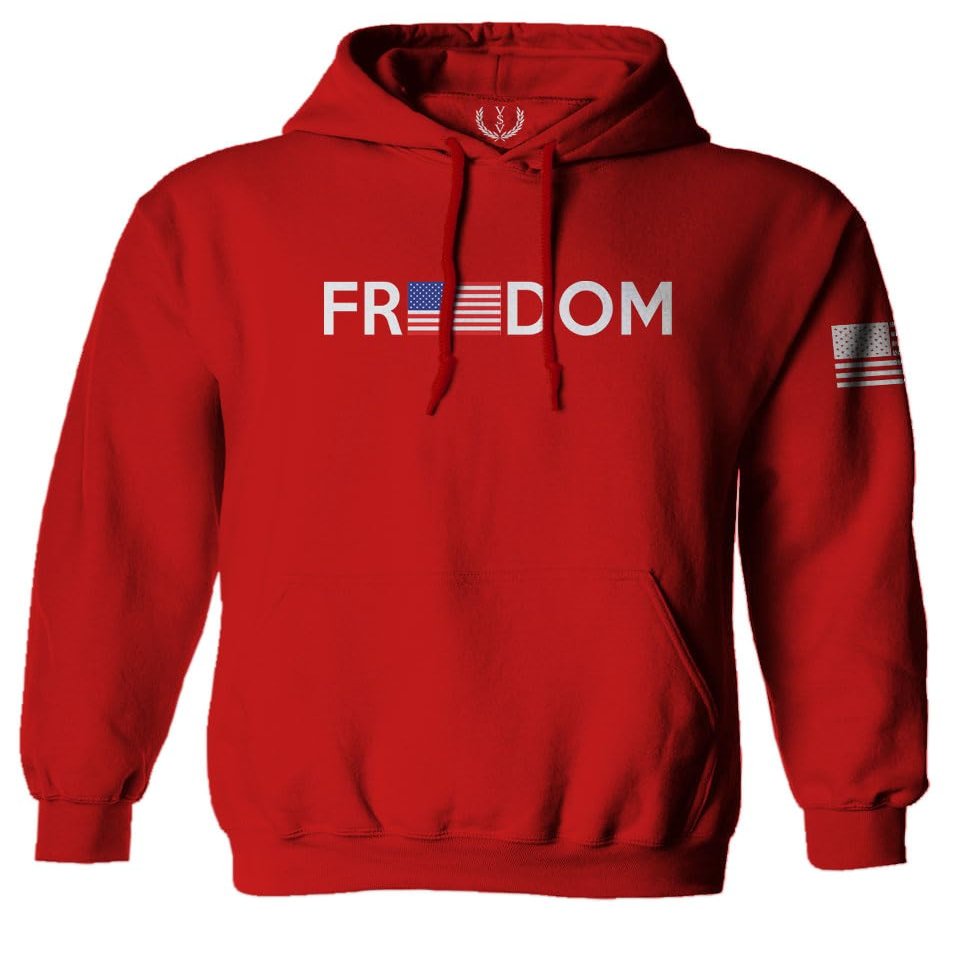 0160. Freedom Military Patriotic Proud American Flag Armour US USA Sweatshirt Pullover Hoodie (RED, Medium)