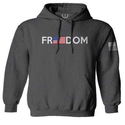 0160. Freedom Military Patriotic Proud American Flag Armour US USA Sweatshirt Pullover Hoodie (Characoal, Medium) Charcoal