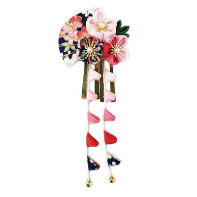 thefancypumpkin Japanese Style Handmade Sakura Fan Side Clips Kimono/Hanfu Hair Accessories for Cosplay/Wedding-E08