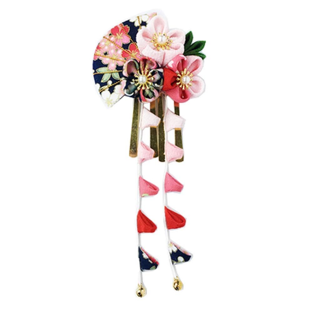thefancypumpkin Japanese Style Handmade Sakura Fan Side Clips Kimono/Hanfu Hair Accessories for Cosplay/Wedding-E08