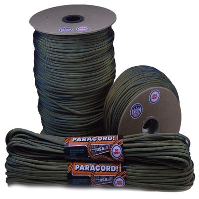 10', 25', 50', 100' Hanks or 250', 1000' Spools of Parachute 550 Cord Type III 7 Strand Paracord - King TUT - 250 Foot Spool