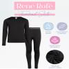 Rene Rofe Girls Thermal Set - 2 Piece Fleece Lined Breathable Top and Long Johns - Thermal Underwear for Girls, Size 7-8, Black view 2