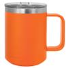 Clear Water Home Goods - (Bulk Pack of 12-15 oz Double Wall Coffee Mug with Lid and Handle, Double Insulated Stainless Steel Travel Tumbler Cup - Powder Coated - Orange view 2