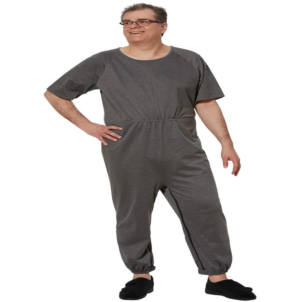 Ovidis Dementia Clothing - Alzheimers Anti-Strip Jumpsuit - Onesie for Elderly Men - Bobby Grey XL