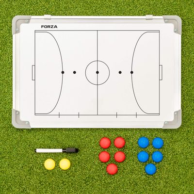 FORZA 18in x 12in Double-Sided Sports Coaching Whiteboard | 13 Sports Options - Magnetic Markers, Pen, and Eraser Included (Futsal, Without Carry Bag)