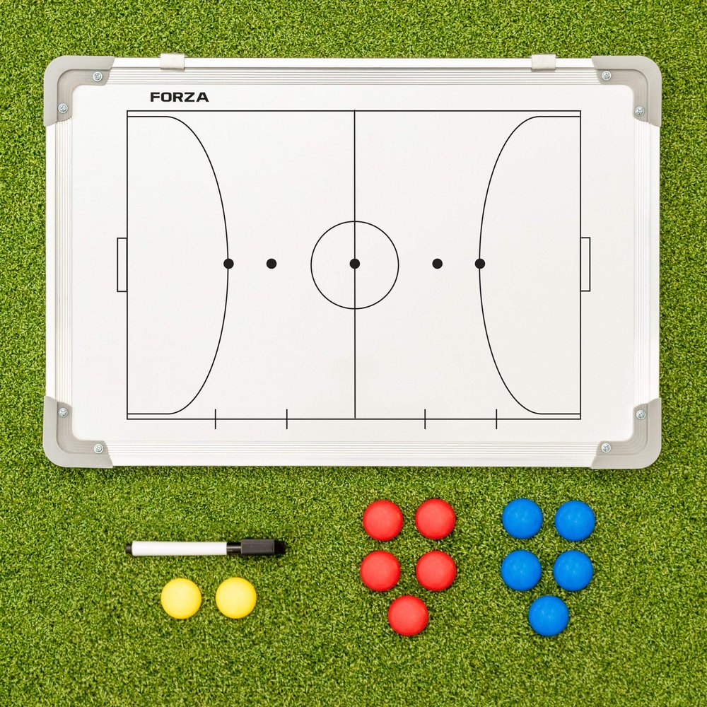 FORZA 18in x 12in Double-Sided Sports Coaching Whiteboard | 13 Sports Options - Magnetic Markers, Pen, and Eraser Included (Futsal, Without Carry Bag)