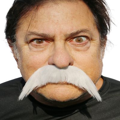 Grey/White Mustache Costume - Walrus Style Fake Mustache - Self Adhesive Mustache