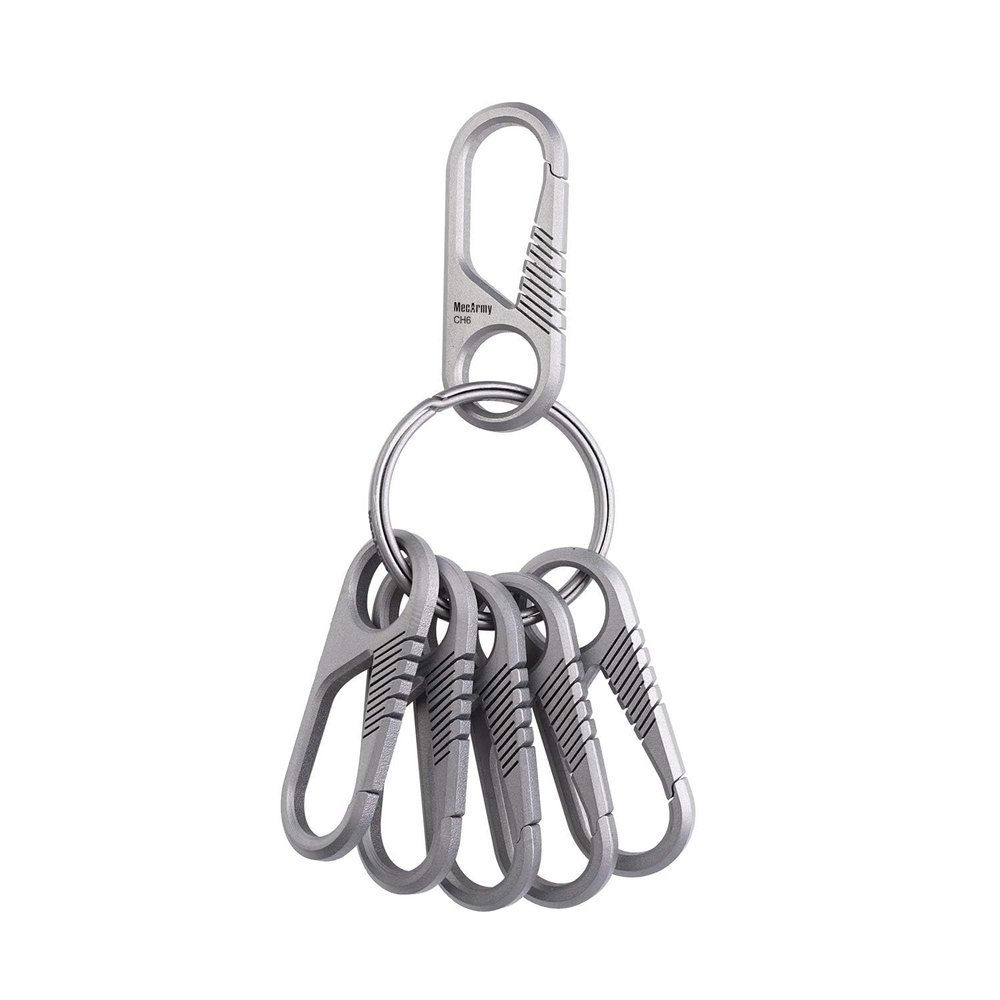 MecArmy CH6 Titanium Carabiner Keychain Clip, EDC Small Backpack Clip Heavy Duty Key Clips Quick Release Key Chain for Keys Outdoors
