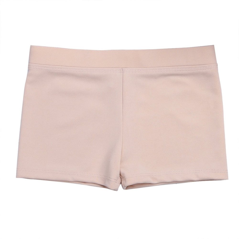Alvivi Kids Girls Soft Stretch Sports Gymnastic Ballet Dance Shorts V-Front Waistband Boyshort Slim Nude 5-6