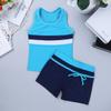 easyforever Girls Kids Tankini Sleeveless Swim Tops with Bottoms Set Gym Workout Swimsuit Swimwear Blue 6 view 3