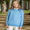 BOBOYOYO Girls Sweaters Cotton Kids Heart Sweater Valentine Holiday Pullover Teen Clothes Crew Neck Knit Top Long Sleeve Light Blue view 4