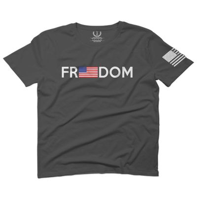 0160. Freedom Military Patriotic Proud American Flag Armour US USA for Men T Shirt (Charcoal, 2X-Large)