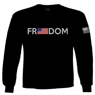 0160. Freedom Military Patriotic Proud American Flag Armour US USA Men's Long Sleeve t Shirt (Black, X-Large)