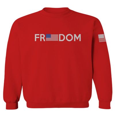 0160. Freedom Military Patriotic Proud American Flag Armour US USA Men's Crewneck Sweatshirt (Red, Medium)