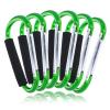 ASR Outdoor 6-Pack Green Jumbo Aluminum Carabiner Hiking Non-Locking Spring Clip Cushion Grip, 6.5 inch view 1