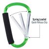 ASR Outdoor 6-Pack Green Jumbo Aluminum Carabiner Hiking Non-Locking Spring Clip Cushion Grip, 6.5 inch view 2